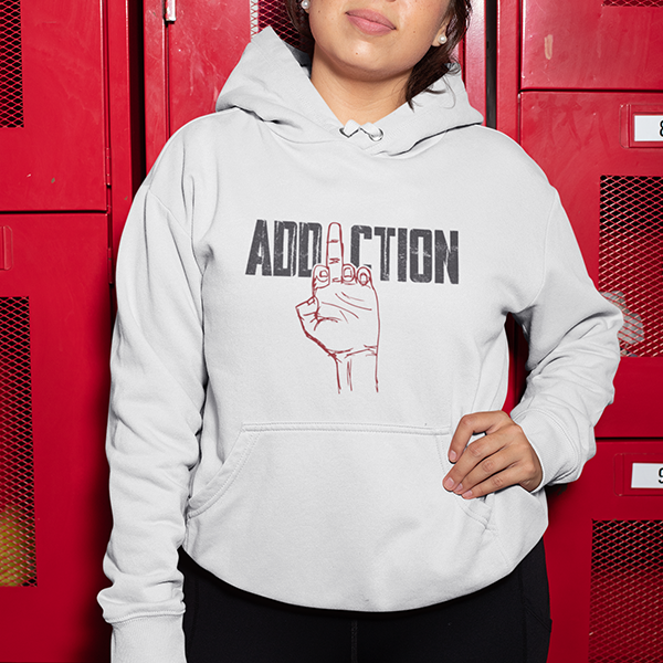 Middle Finger Addiction Distressed Apparel