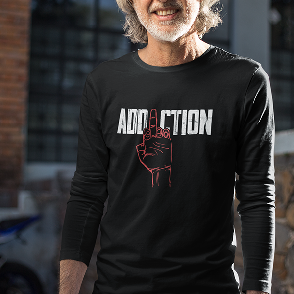 Middle Finger Addiction Distressed Apparel