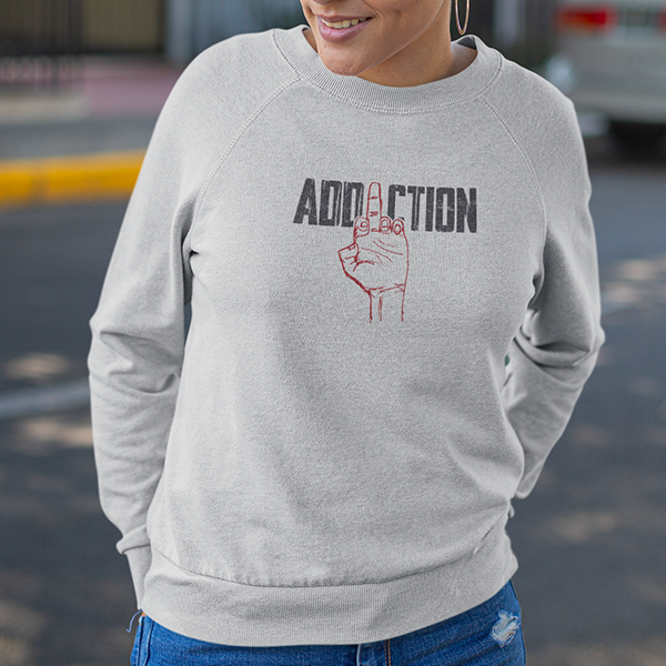Middle Finger Addiction Distressed Apparel